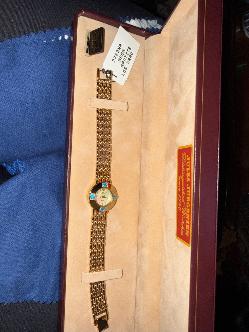 Vintage Jules Jurgensen Women's Bracelet Watch with Turquoise Accents